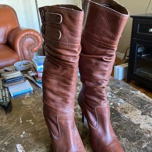 Brown Leather Slouch Boots